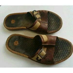 Teva Macea Womens Sandal Womens 6.5 Brown Leather Cork Slip On Shoes Flip Flops